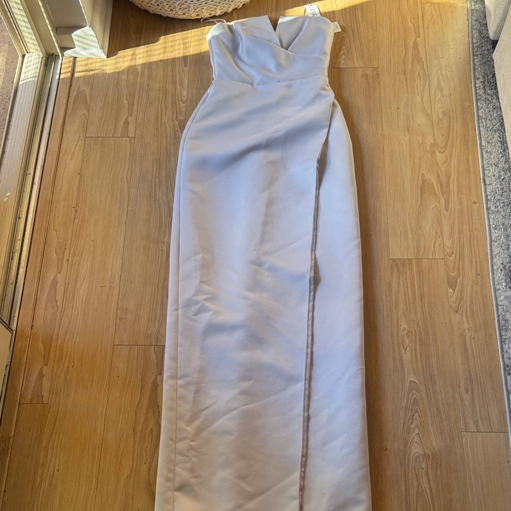 JAYGODFREY Strapless Silver Gown